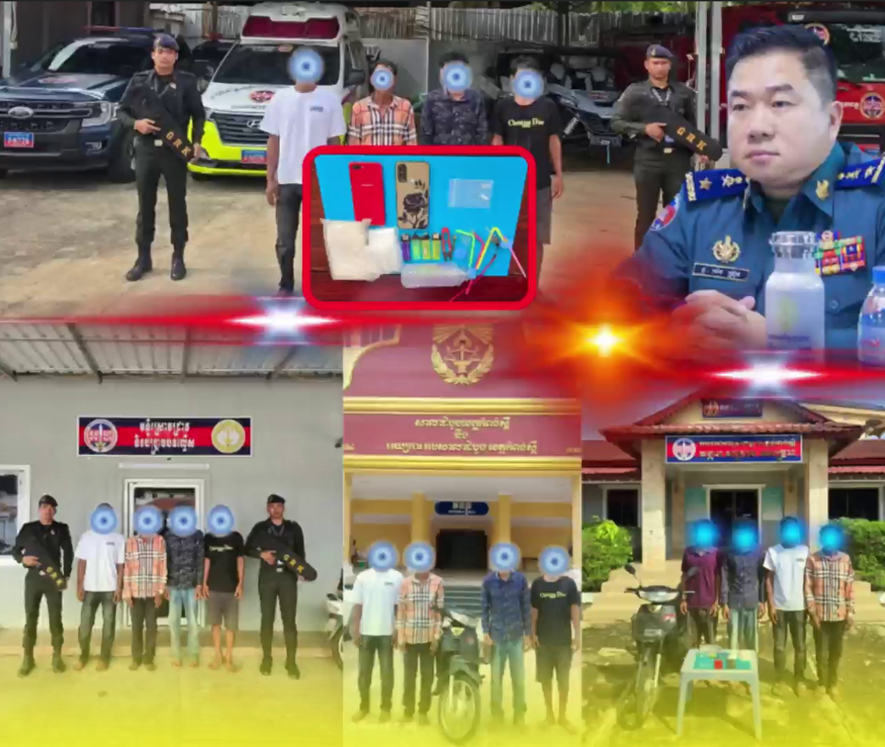 កងរាជអាវុធហត្ថខេត្តកំពង់ស្ពឺ​ ធ្វើការបង្រ្កាប​និងឃាត់ខ្លួនជនសង្ស័យ​បញ្ជូនទៅសាលាដំបូងខេត្តកំពង់ស្ពឺ ជាបន្តបន្ទាប់ដូចភ្លៀងរលឹម